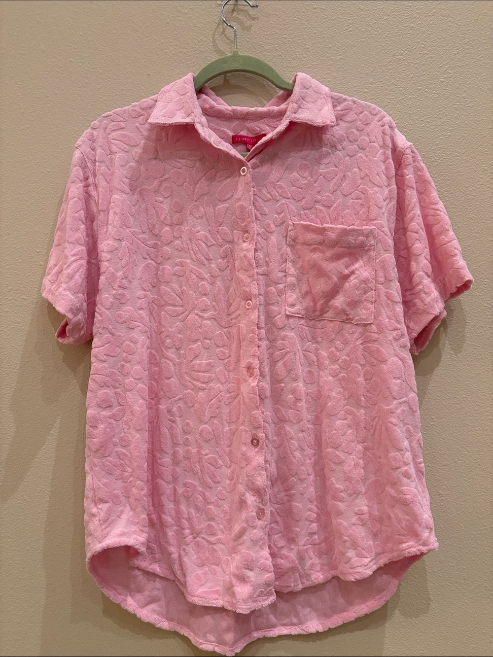 Z Supply Resort Pink Textured Button-Up Women's Shirt NWT